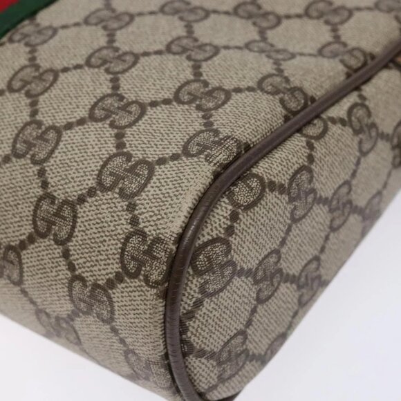 GUCCI GG Supreme Web Sherry Line Clutch Bag PVC Beige Red 63 01 012 Auth 135068 - Picture 12 of 16